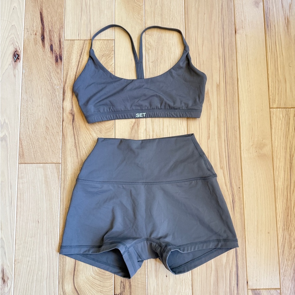 SET Active Light Brown Sports Bra & High-Waist Shorts Set